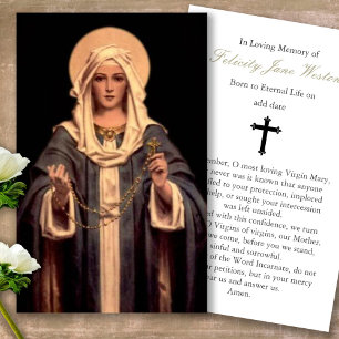 De Visite Perte funéraire Mary Rosary Prière Sympathy Cartes