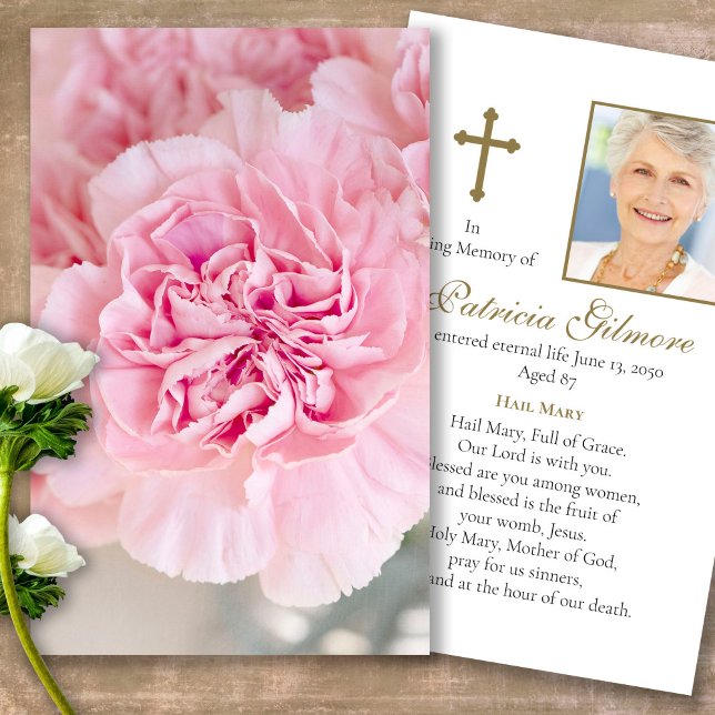 De Visite Perte funéraire Peony Prière commémorative Cartes  (Forever in our hearts, celebration of life, in loving memory of, prayer cards for bereavement)