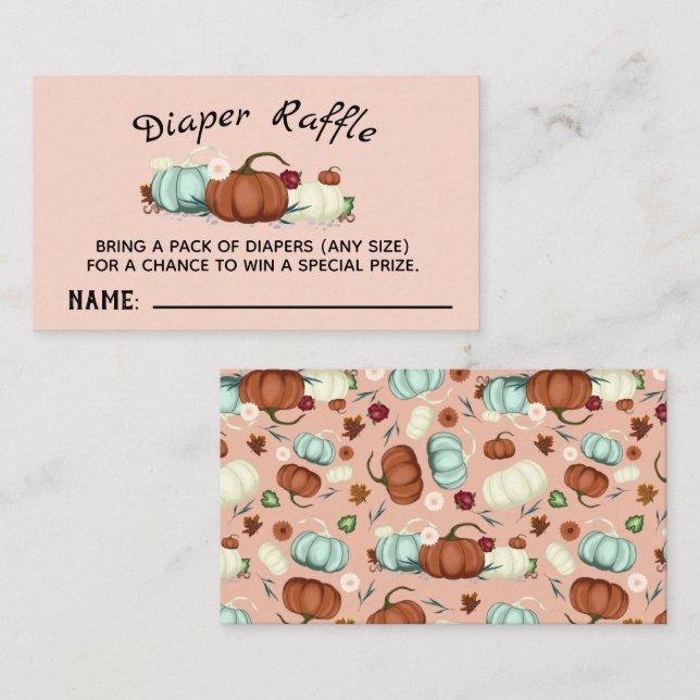 De Visite Petite fille Citrouille Baby shower Déchets Carte  (Devant / Derrière)