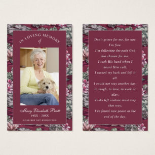 De Visite Photo Sympathy Funeral Memorial Prayer Cartes