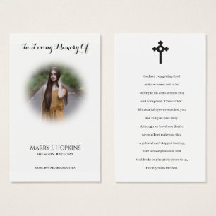 De Visite Photo Sympathy Funeral Memorial Prayer Cartes
