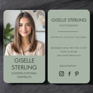 De Visite Photographe Carte Photo Vert Sauge