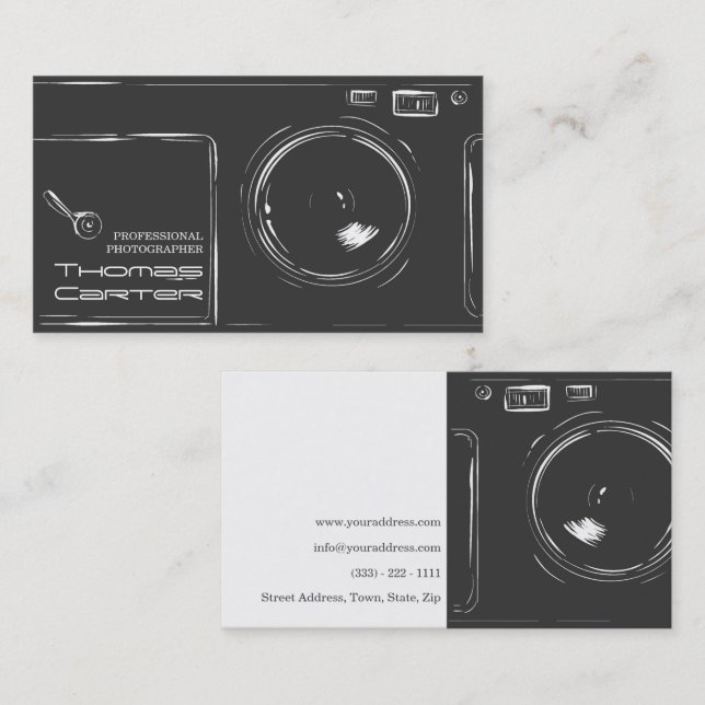 De Visite Photographe professionnel Carte photo numérique (Devant / Derrière)