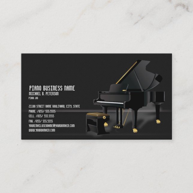 De Visite Piano noir moderne - Carte simple d'affaires* (Devant)