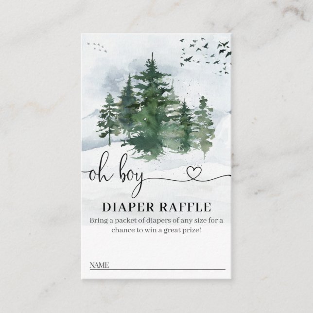 De Visite Pine Trees Baby shower Déchets Carte Raffle (Devant)