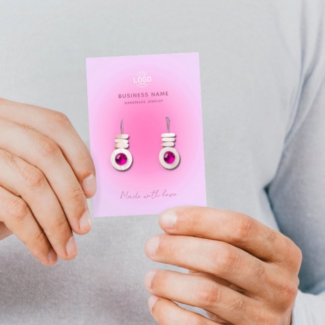 De Visite Pink Aura Moderne Élégant Boucles d'oreilles Carte (Créateur téléchargé)
