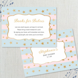De Visite Pink Blue Gold Stars jumeaux réserver carte