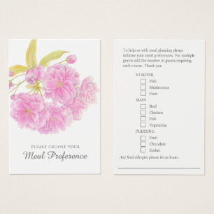 De Visite Plat mariage préférence cartes à fleurs roses