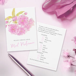 De Visite Plat mariage préférence cartes à fleurs roses
