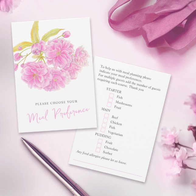 De Visite Plat mariage préférence cartes à fleurs roses (Créateur téléchargé)