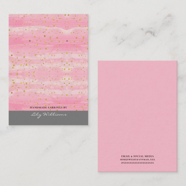 De Visite Présentoir Carte Moderne Rose pour Boucles d'Oreil (Devant / Derrière)