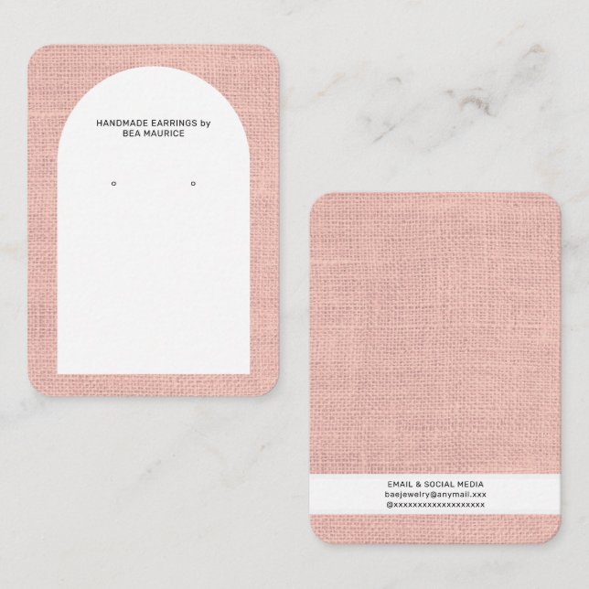 De Visite Présentoir pour boucles d'oreilles en carte rose b (Devant / Derrière)