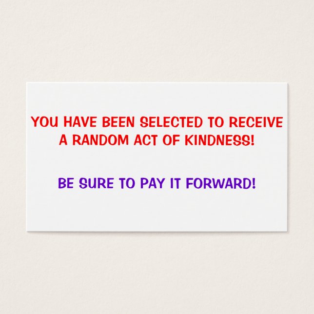 De Visite Random Act of Kindness, Pay it forward Cartes (Devant)