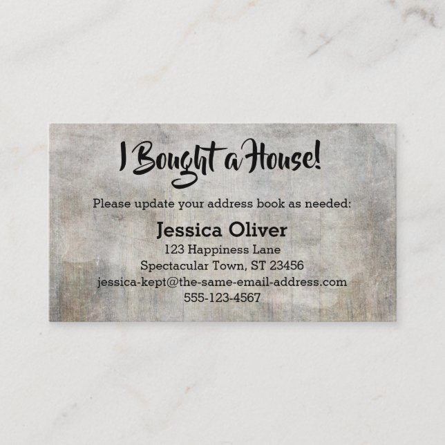 De Visite Rasé, Rustique "J'ai acheté une maison !" Carte (Devant)