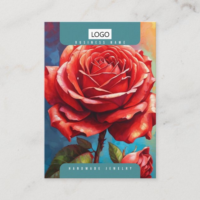 De Visite Rose Boucles d'oreilles Bijoux Carte d'affichage (Devant)