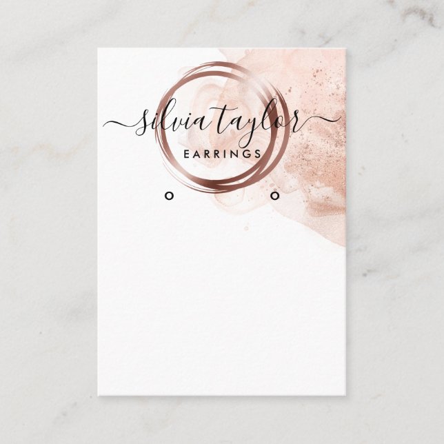 De Visite Rose Gold Calligraphy art Earrage carte d'affichag (Devant)
