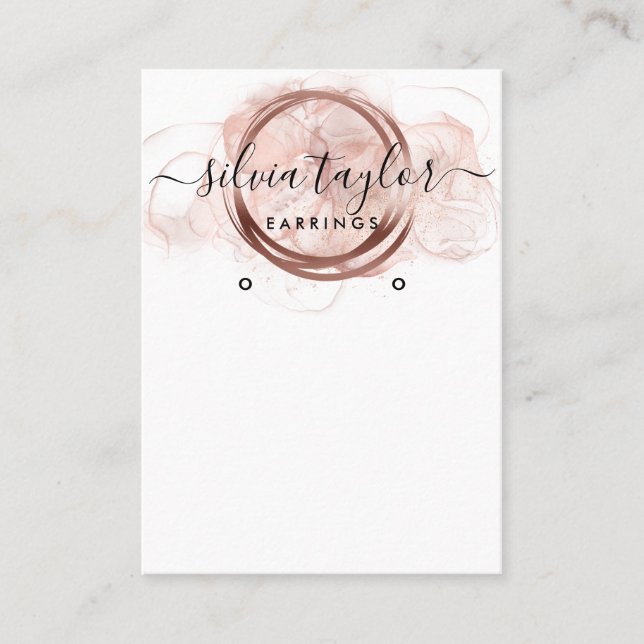 De Visite Rose Gold Calligraphy art Earrage carte d'affichag (Devant)