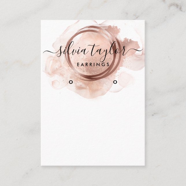 De Visite Rose Gold Calligraphy art Earrage carte d'affichag (Devant)