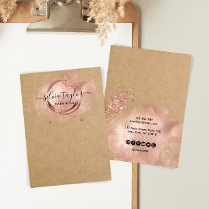 De Visite Rose Gold Calligraphy art Earrage carte d'affichag