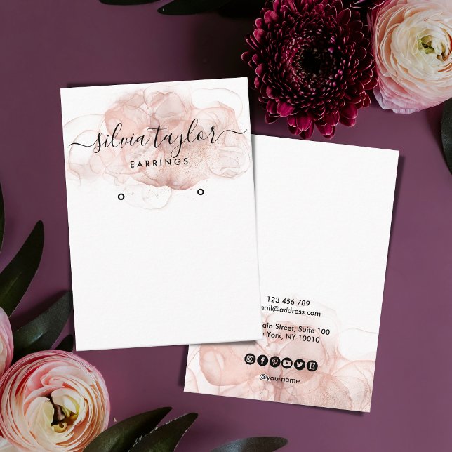 De Visite Rose Gold Calligraphy art Earrage carte d'affichag (Créateur téléchargé)
