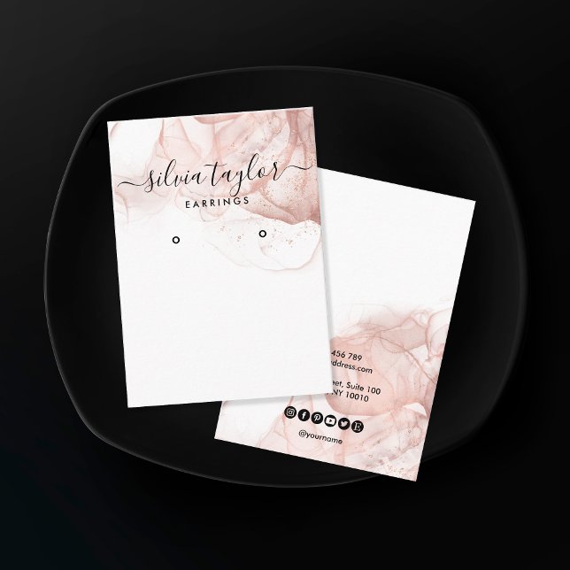 De Visite Rose Gold Calligraphy art Earrage carte d'affichag (Créateur téléchargé)
