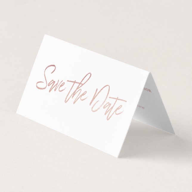 De Visite Rose Gold Foil Script Photo Enregistrer La Carte D (Devant)