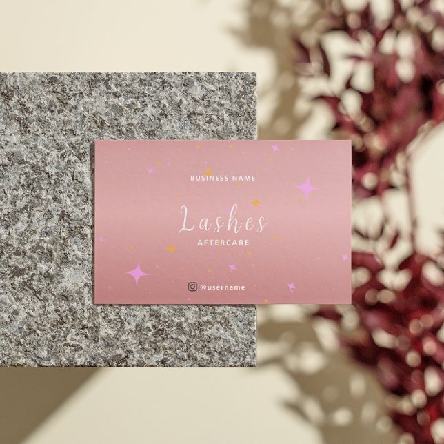 De Visite Rose Gold Lash Client Carte d'instruction après en (Rose Gold Lash Client After Care Instruction Card)
