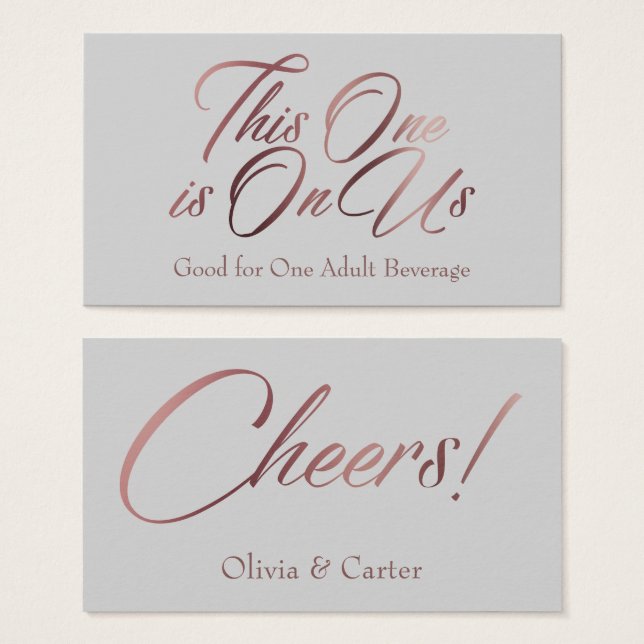 De Visite Rose Gold Script sur Lumineuse Grey Dricket Cartes (Devant & derrière)