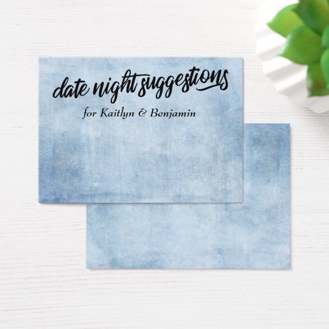 De Visite Rustic Blue Date Night Suggestions Cartes Nouveaut (Bureau)