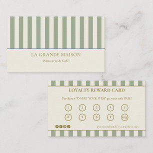De Visite Sage & Cream Stripes Boulangerie française Carte d