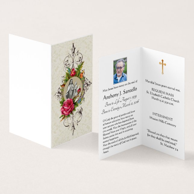 De Visite Saint Therese Funeral Prayer Memorial Carte Sainte (Intérieur et extérieur)