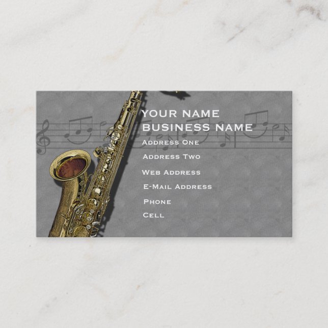 De Visite Saxophone - carte d'industrie musicale (Devant)