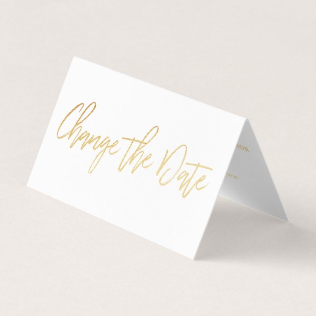 De Visite Script Gold Foil Moderne Modifier La Carte Date (Devant)