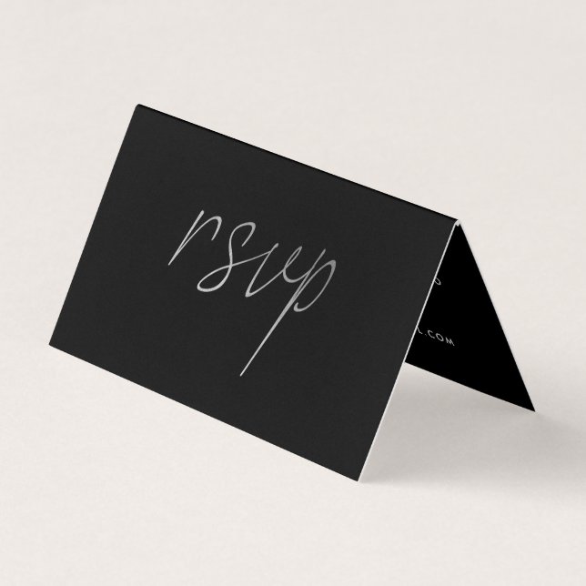 De Visite Script moderne à huile d'argent avec carte photo R (Devant)