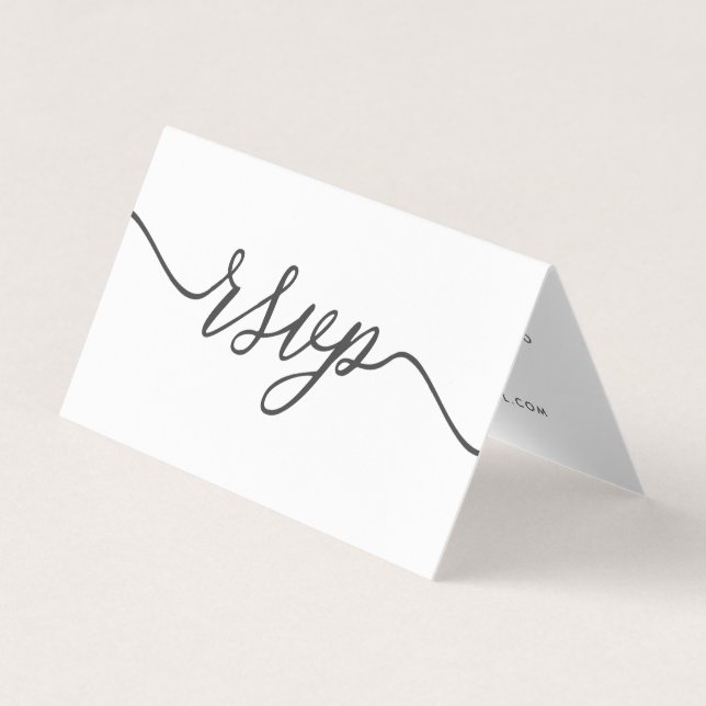 De Visite Script simple avec carte photo RSVP (Devant)