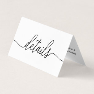 De Visite Script Simple Noir & Blanc Avec Carte Détail Photo