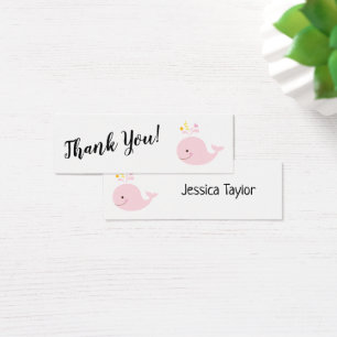 De Visite Simple Merci avec Cartes Insérées Baleine Rose