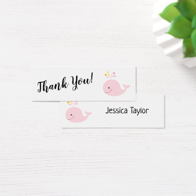 De Visite Simple Merci avec Cartes Insérées Baleine Rose (Bureau)