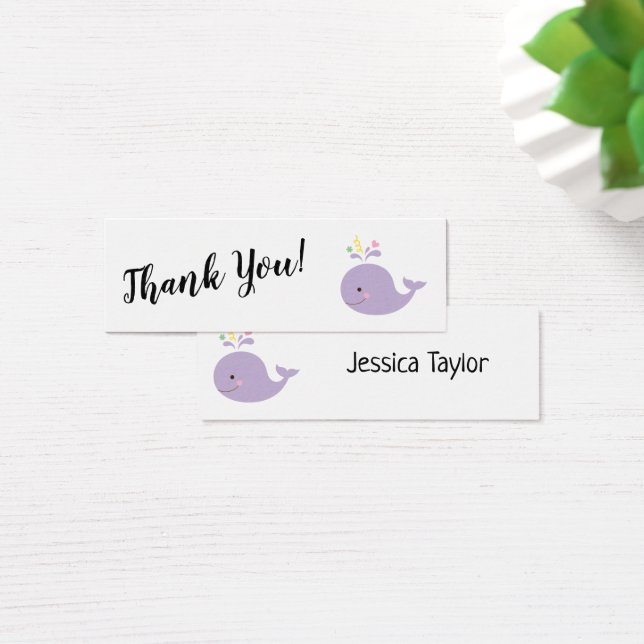 De Visite Simple Merci avec Cartes Insérées Baleine Violette (Bureau)