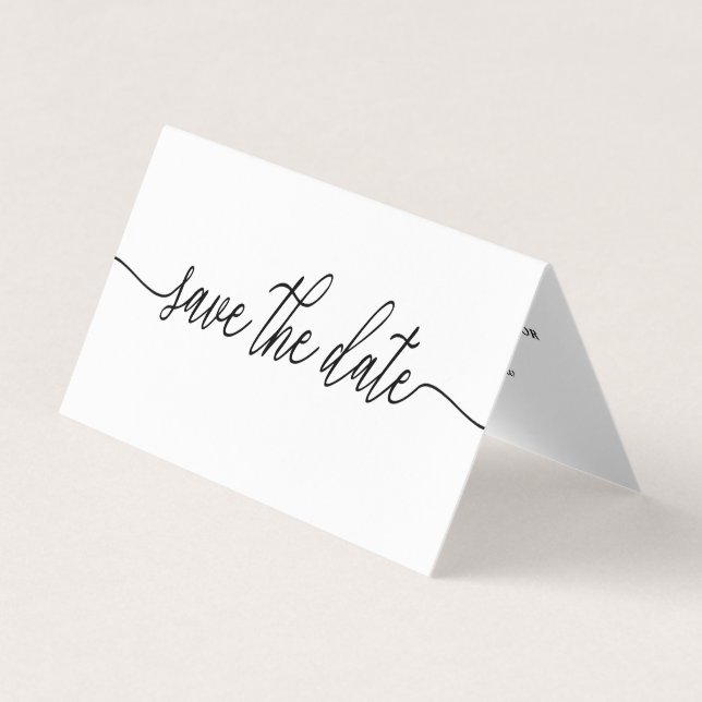 De Visite Simple Script Photo Enregistrer La Carte Date (Devant)