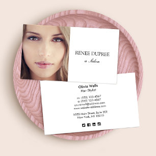 De Visite Simple White Beauty Salon Ajouter carte photo
