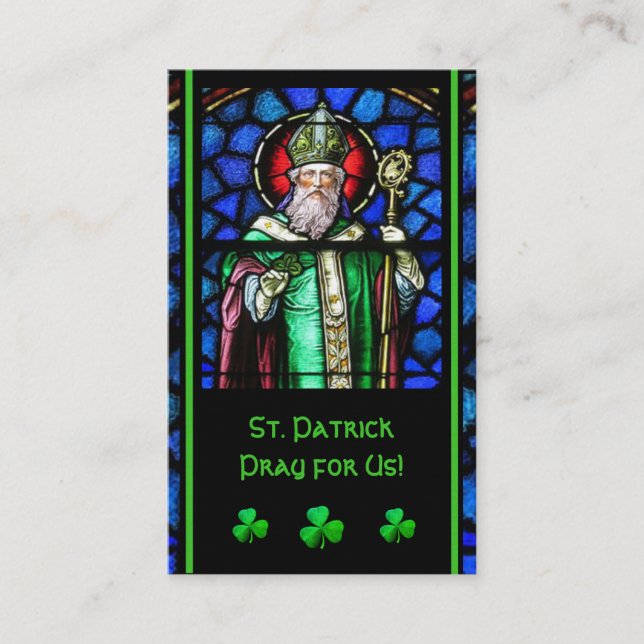 De Visite St. Patrick's Stain-Glass Prière Carte Sainte (Devant)