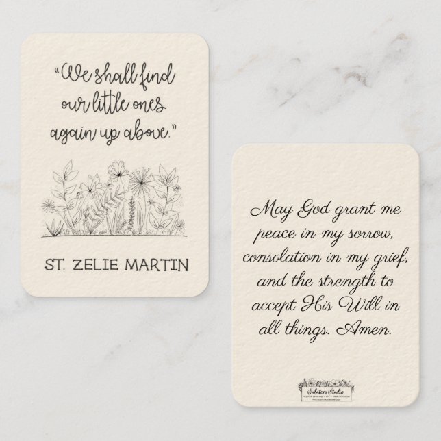 De Visite St. Zelie Martin Consolation fausse-couche Carte S (Devant / Derrière)