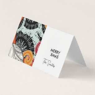 De Visite Style japonais Happy Xmas carte avec boules en rou