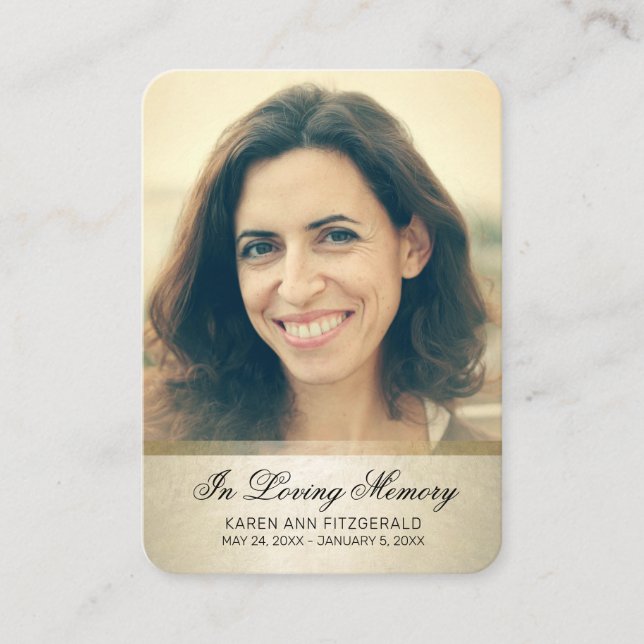 De Visite Sympathy Photo Black Script Gold Carte funéraire (Devant)