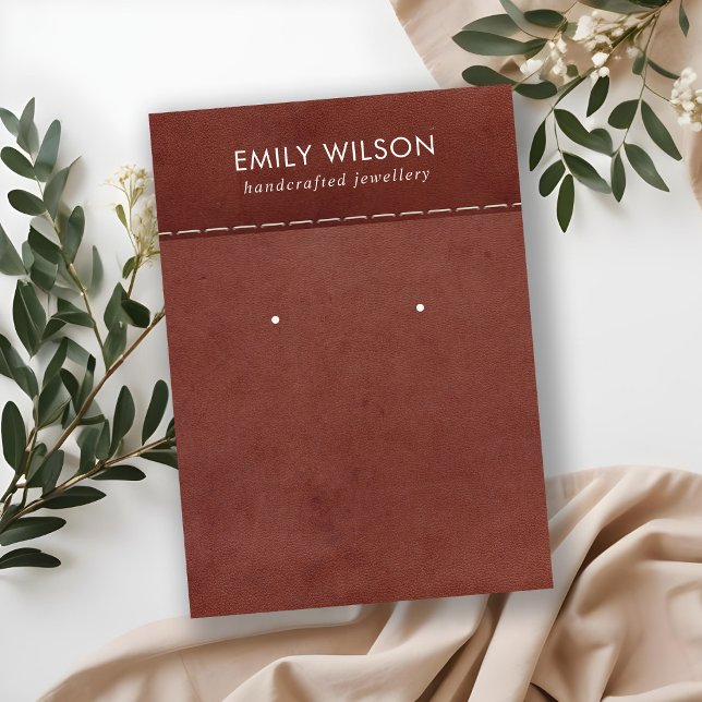 DE VISITE TAN RED LEATHER TEXTURE STUD EARRING CARTE D'AFFIC (Créateur téléchargé)