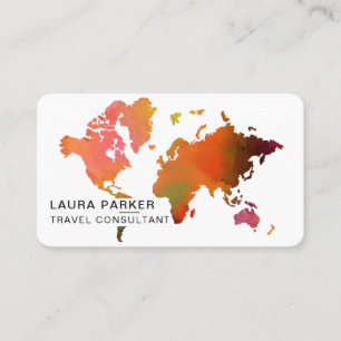 De Visite Travel Agent Watercolor Carte du monde Tourisme Ré