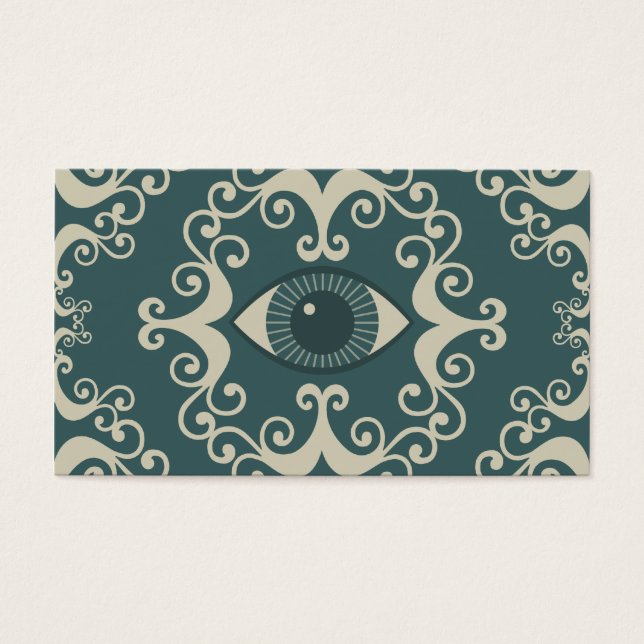 De Visite Turquoise Damask Eyeball Psychic Lecteurs Cartes (Devant)