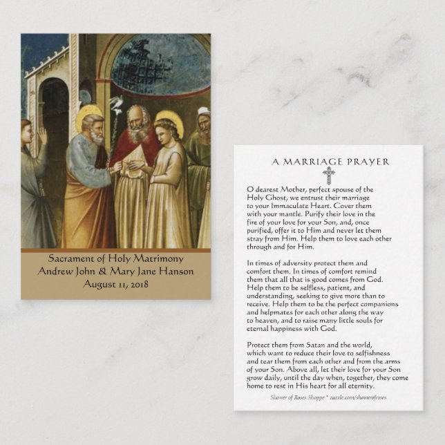 De Visite Une Prière Mariage catholique Favoriser la Carte S (Devant / Derrière)