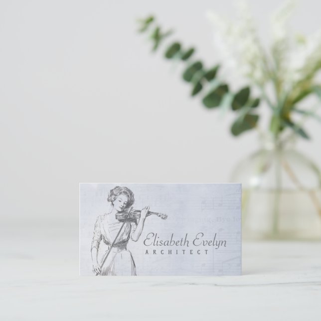 De Visite Violon Lady Music Carte d'entreprise (Debout devant)
